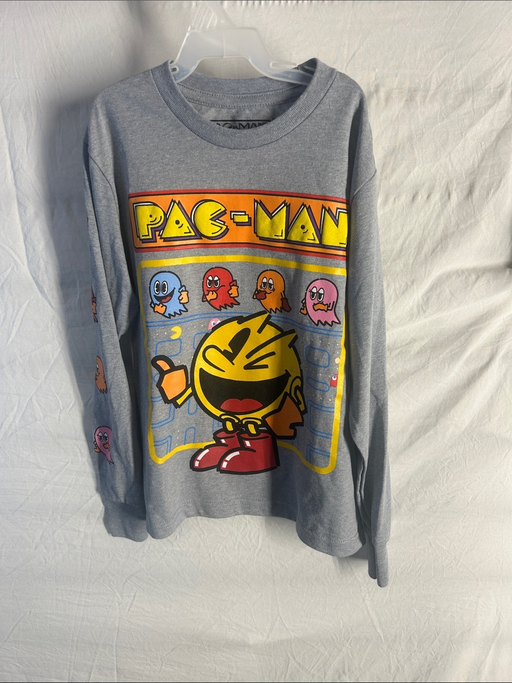 Pac-Man Graphic Long Sleeve Tee - Gray